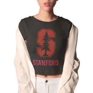 NEW Stanford Cardinal Big Logo Form Fit Crop Top Shirt BLACK